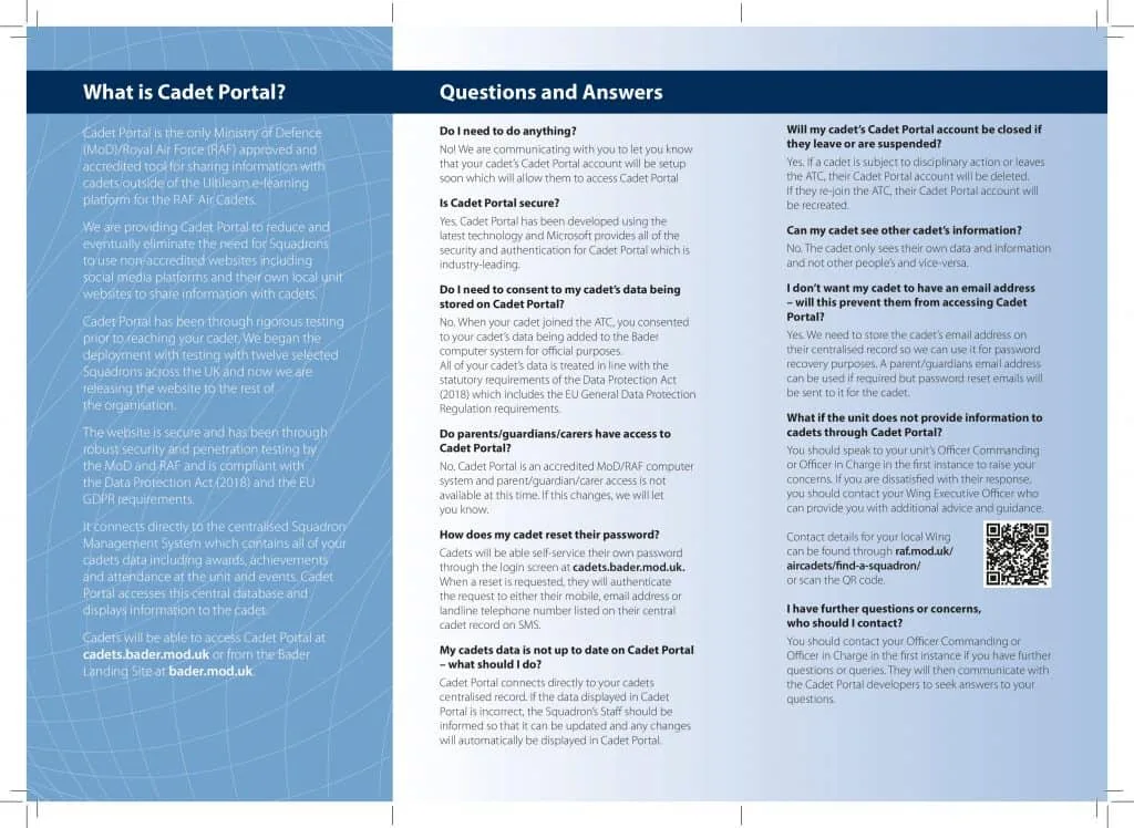 Cadet Portal Leaflet Inside